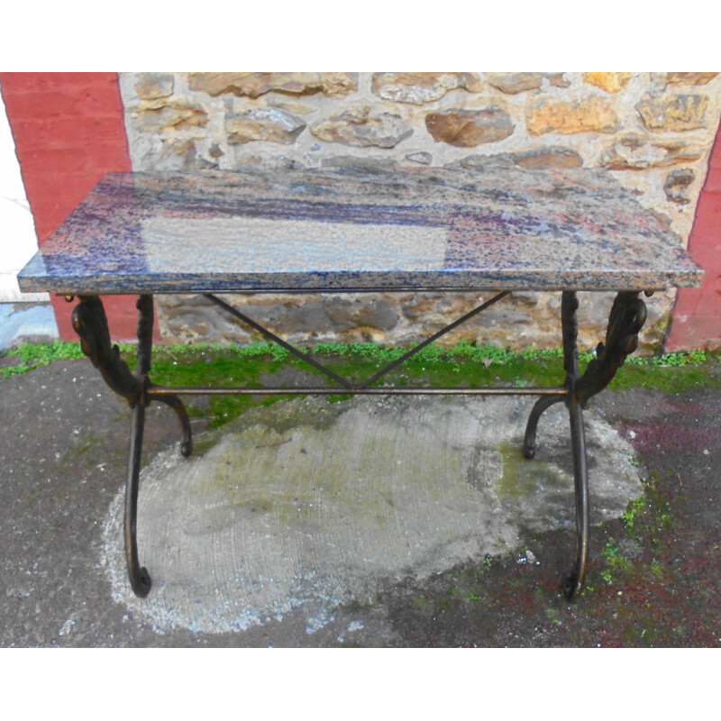 Vintage cast iron and marble table, 1950