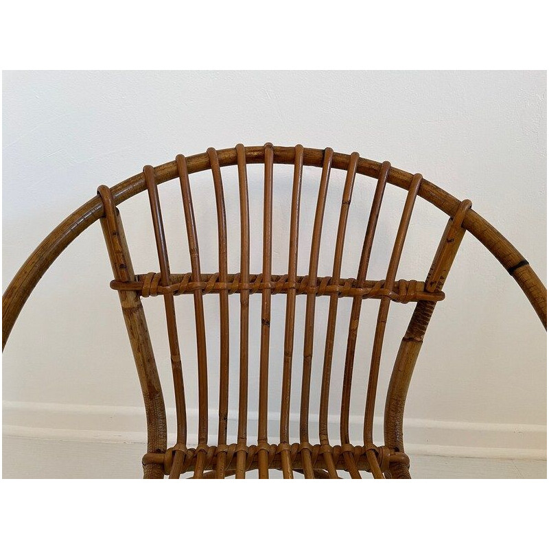 Vintage rattan and bamboo armchair, 1960-1970