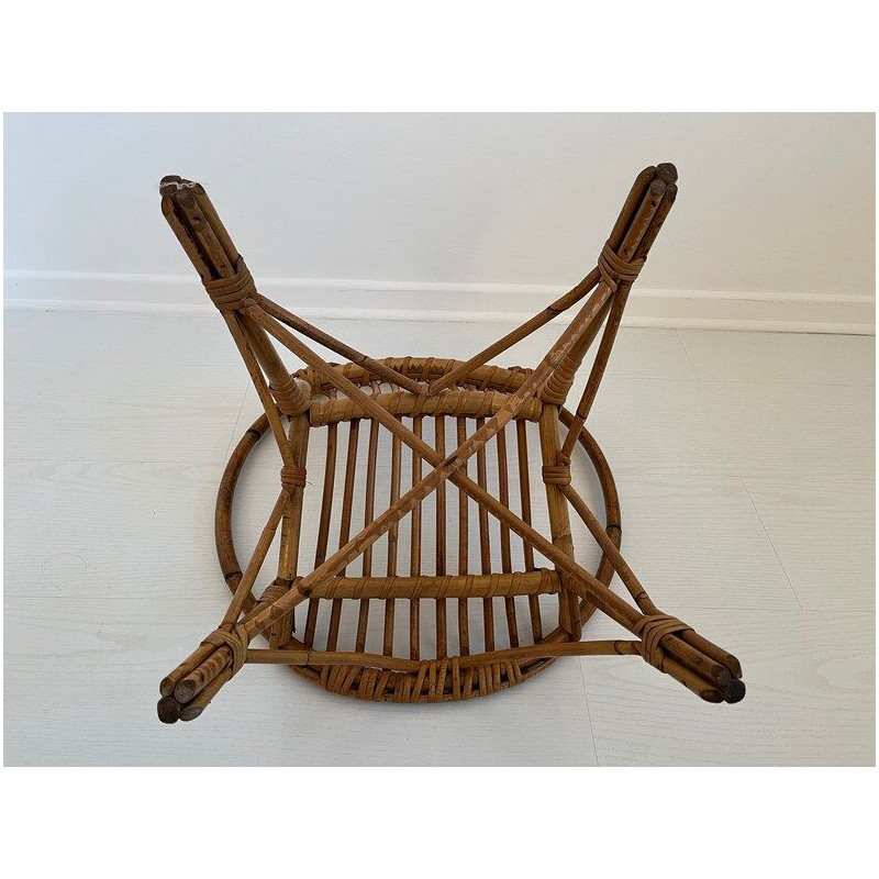 Vintage rattan and bamboo armchair, 1960-1970