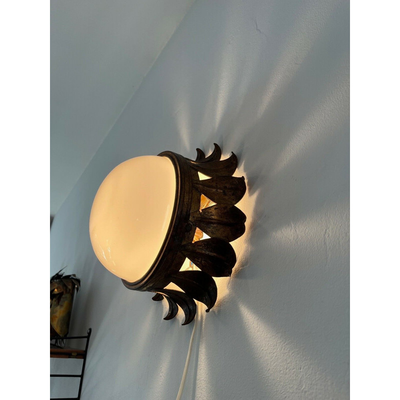Pair of vintage sun wall lamps, Italy 1970