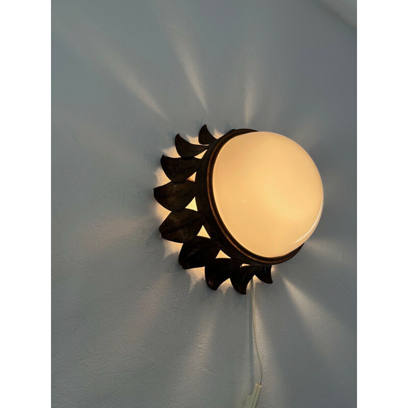 Pair of vintage sun wall lamps, Italy 1970