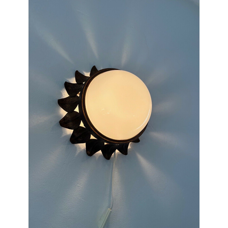 Pair of vintage sun wall lamps, Italy 1970