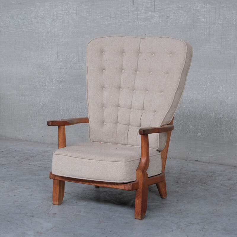 Mid-century oakwood armchair by Guillerme et Chambron, France 1960s