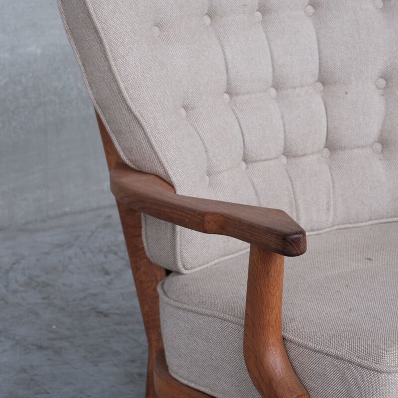 Mid-century oakwood armchair by Guillerme et Chambron, France 1960s