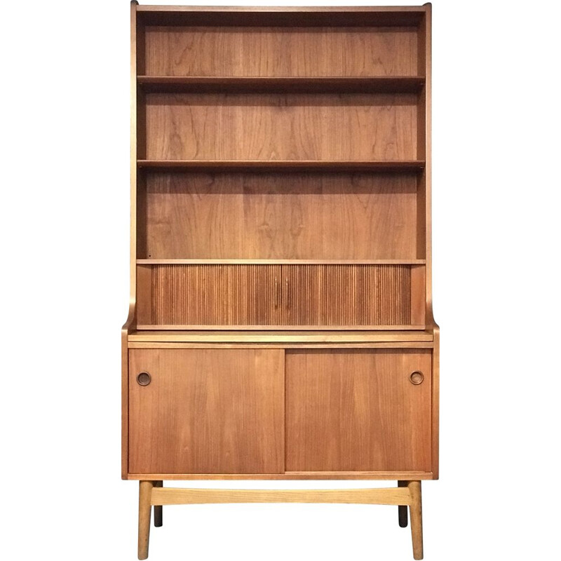 Danish vintage teak bookcase by Johannes Sorth for Bm Denmark, 1960s