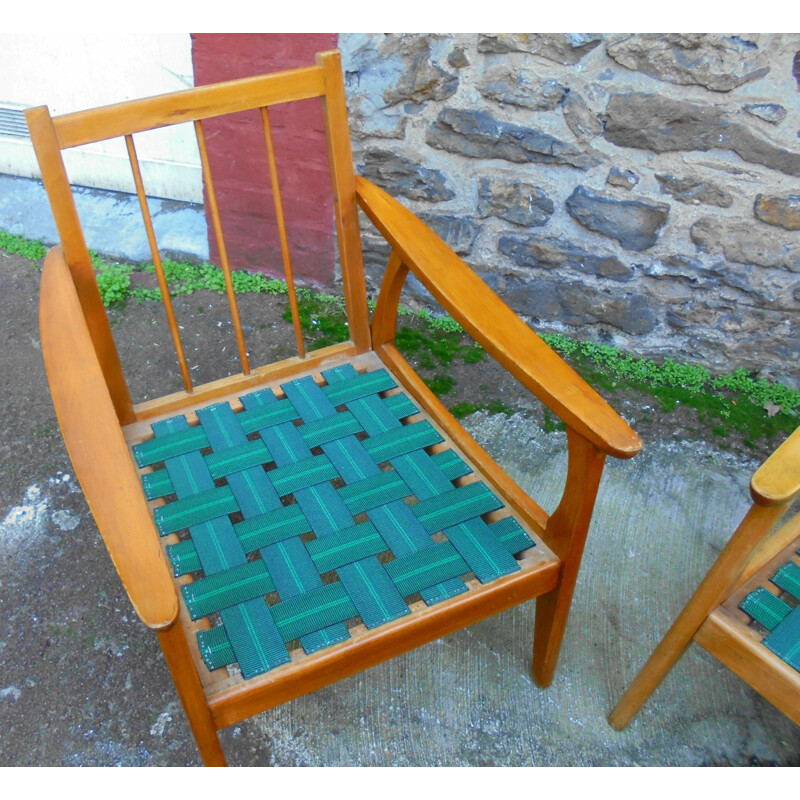 Paire de fauteuils vintage scandinave en hêtre, 1950