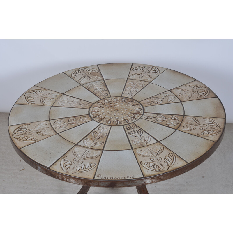 Vintage ceramic and metal coffee table, 1950-1960-1970