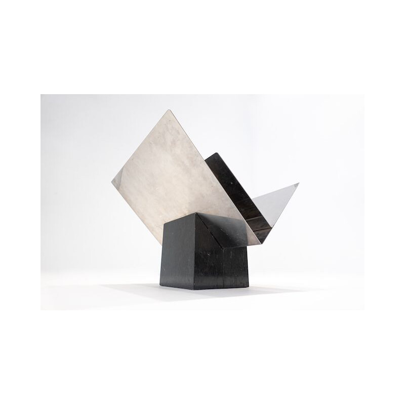 Mid-century magazine rack in marble and steel by Sergio Asti, Italy 1960s
