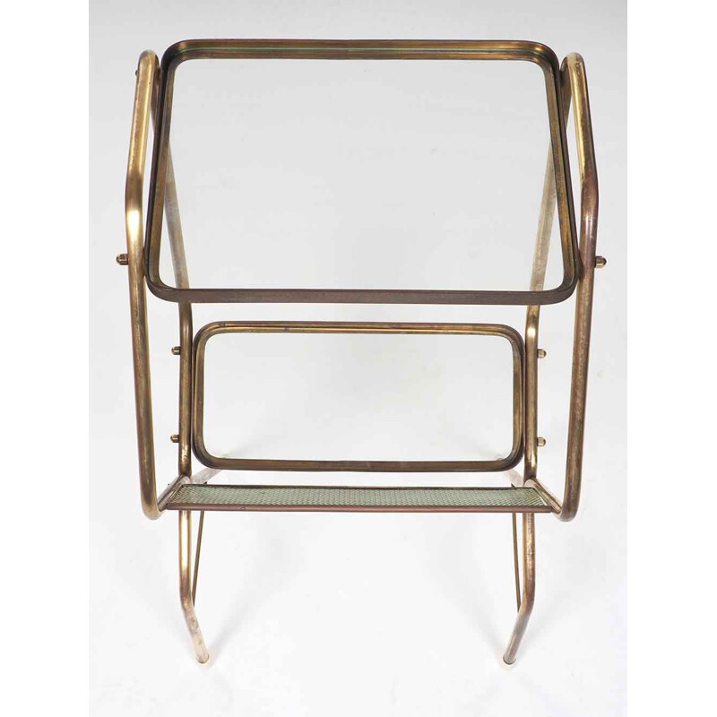Vintage glass and brass side table, 1950s