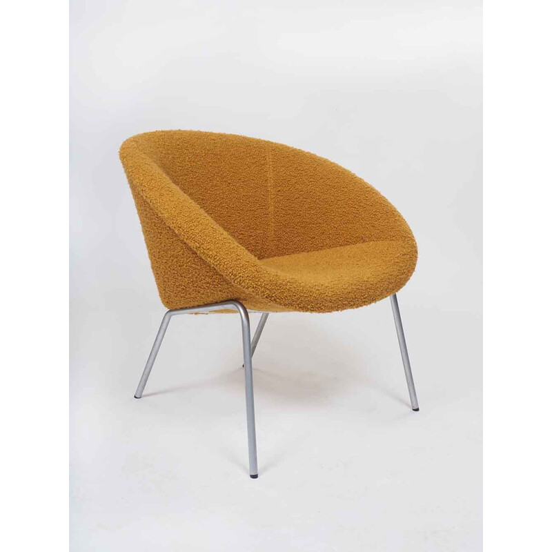 Vintage armchair with ocher bouclé for Walter Knoll, 1956