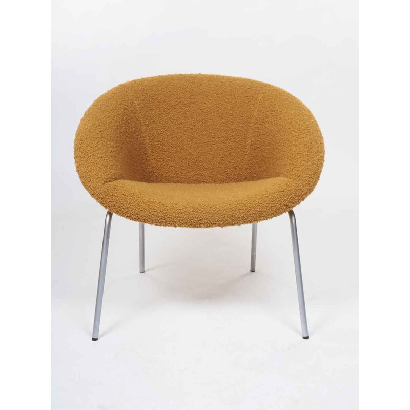 Fauteuil vintage en ocre bouclé pour Walter Knoll, 1956