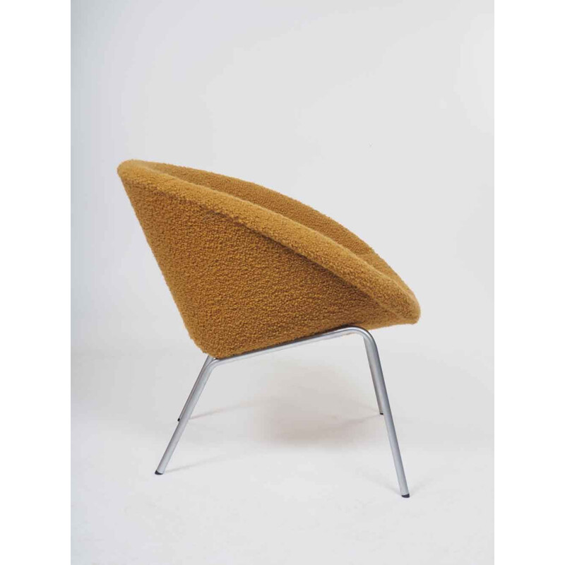 Fauteuil vintage en ocre bouclé pour Walter Knoll, 1956