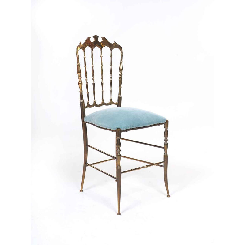 Cadeira Vintage Chiavari com veludo azul claro