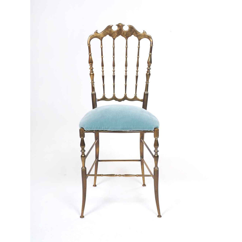 Chaise Chiavari vintage avec velours bleu clair