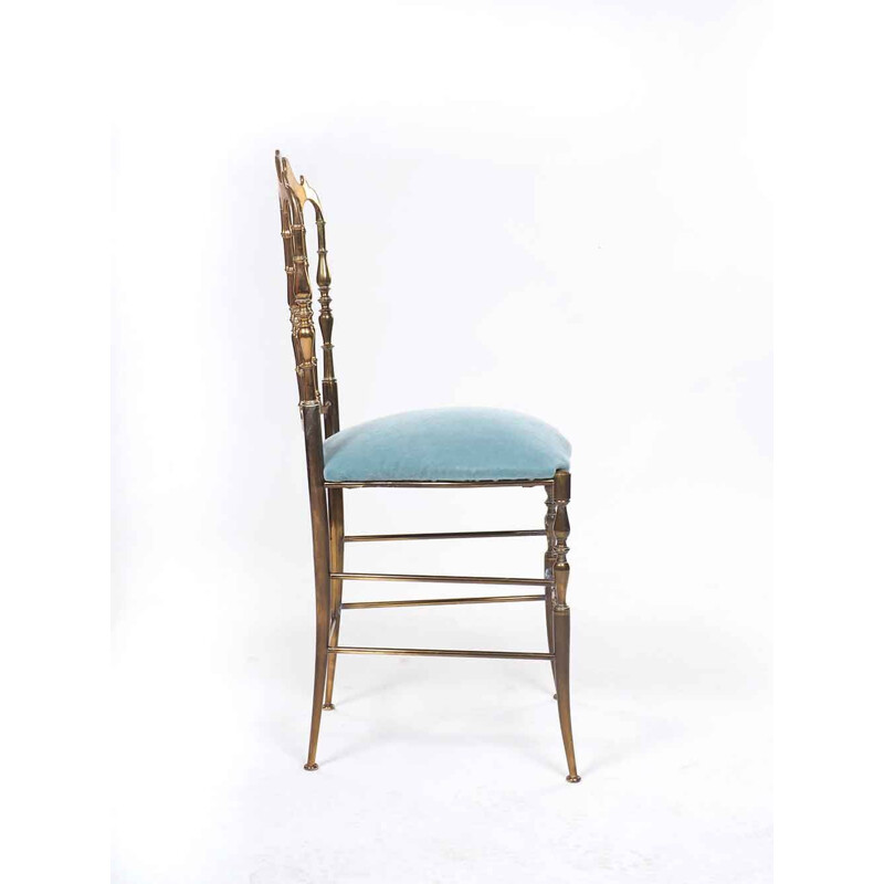 Vintage Chiavari chair with light blue velvet