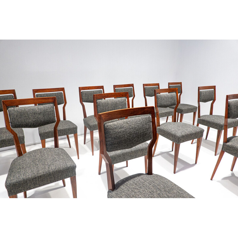 Set of 12 mid-century dining chairs by Vittorio Dassi, Italy 1950s