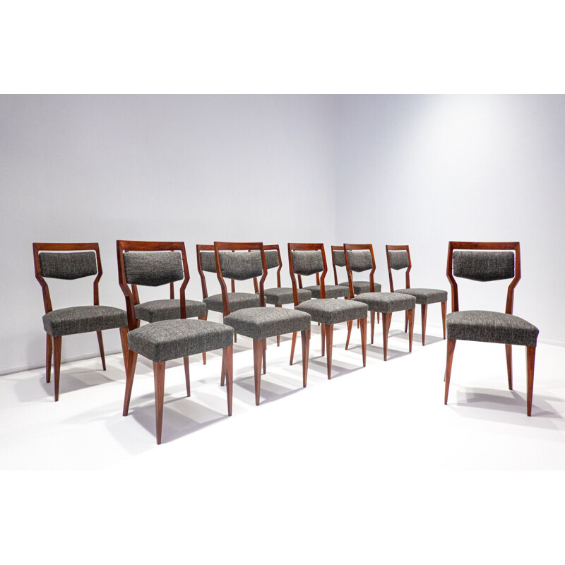 Set of 12 mid-century dining chairs by Vittorio Dassi, Italy 1950s