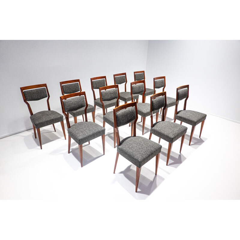 Set of 12 mid-century dining chairs by Vittorio Dassi, Italy 1950s