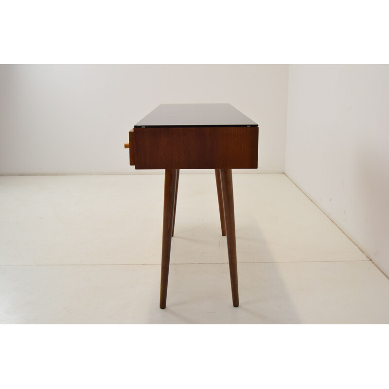 Mid-century wood and glass console by Mojmir Pozar for Up Zavody, Czechoslovakia 1960s