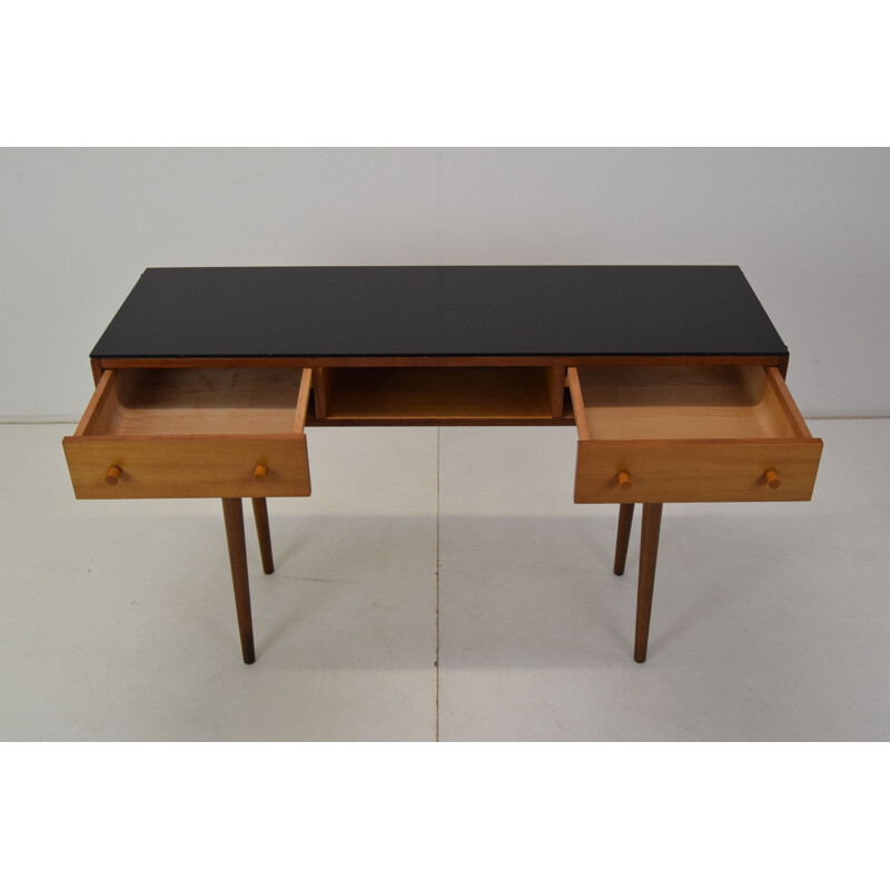 Mid-century wood and glass console by Mojmir Pozar for Up Zavody, Czechoslovakia 1960s