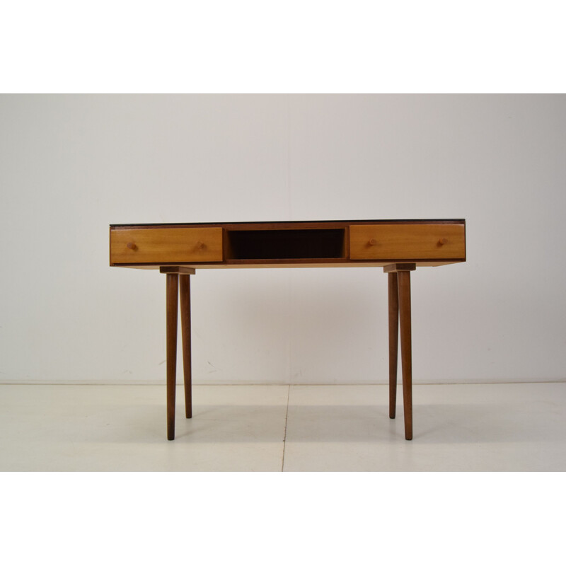 Mid-century wood and glass console by Mojmir Pozar for Up Zavody, Czechoslovakia 1960s