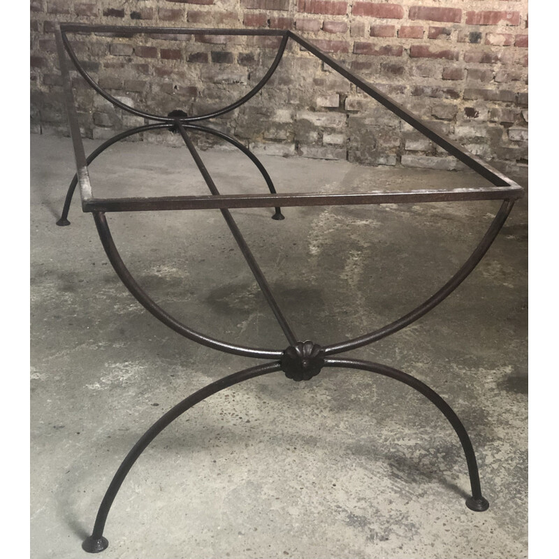 Vintage Bastide table in wood and wrought iron base