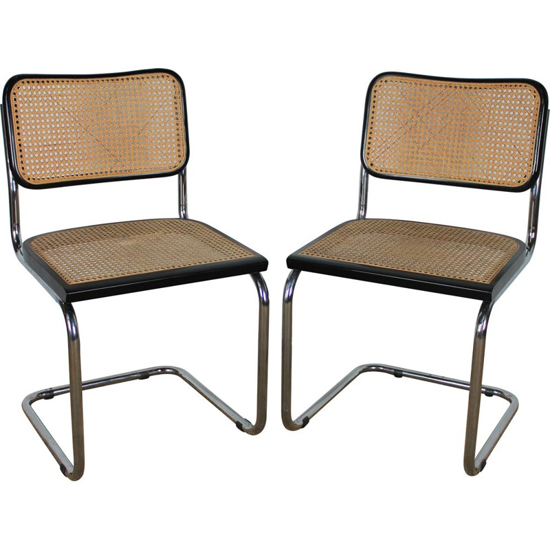 Pair of vintage Cesca B32 chairs by Marcel Breuer, 1990