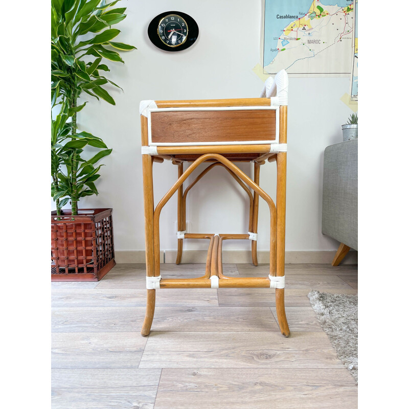 Vintage wicker and bamboo desk, 1970s