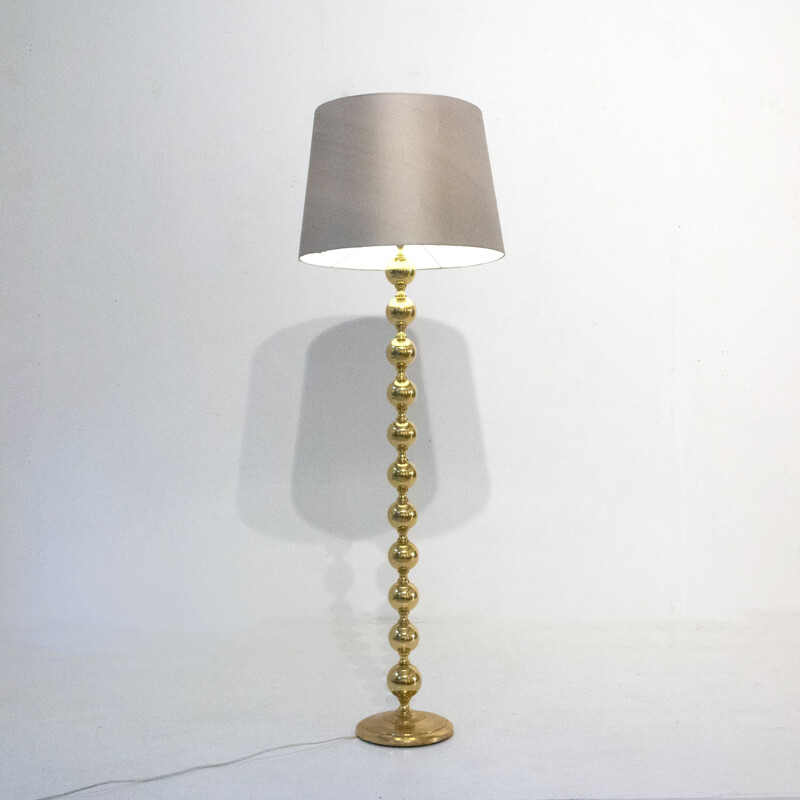 Lampada da terra scandinava in ottone vintage, 1970