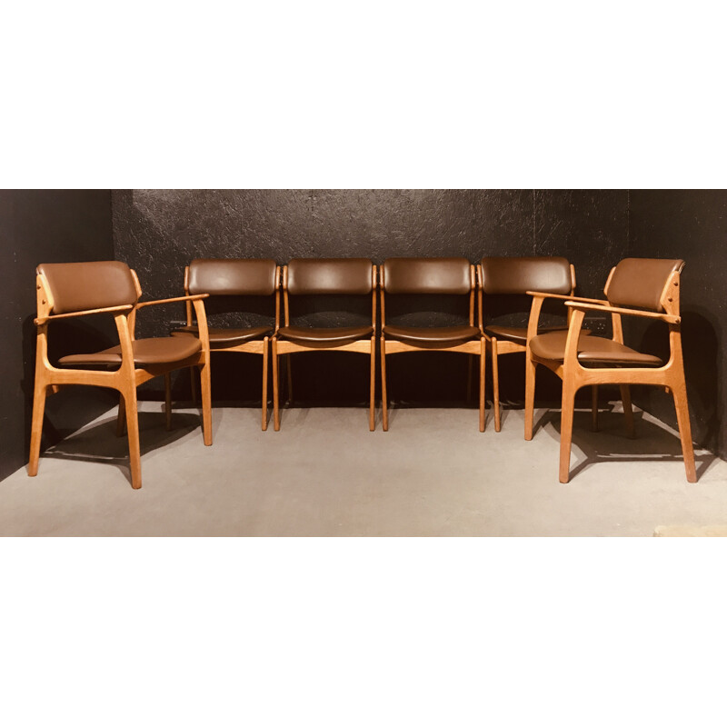 Set of 6 vintage Model 49 chairs by Erik Buch, Denmark 1960s