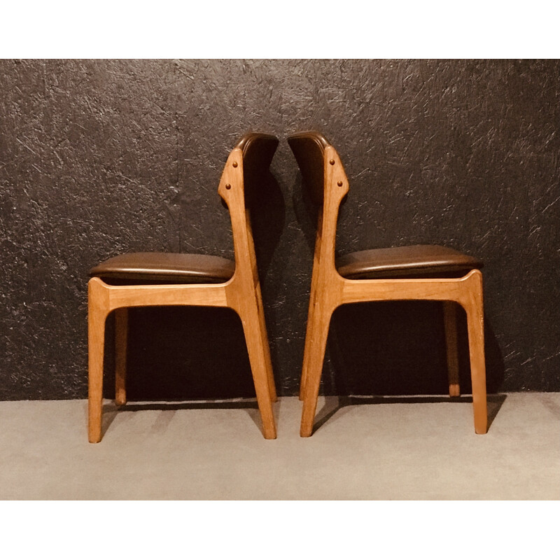 Set of 6 vintage Model 49 chairs by Erik Buch, Denmark 1960s