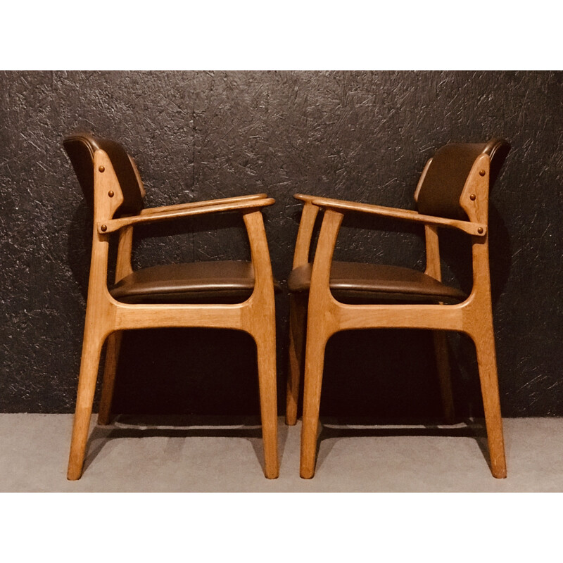 Set of 6 vintage Model 49 chairs by Erik Buch, Denmark 1960s