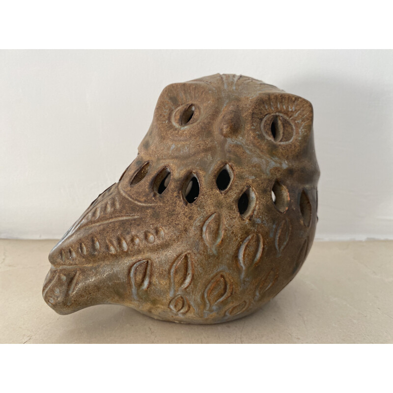 Vintage ceramic owl by Agnès Escala, 1970