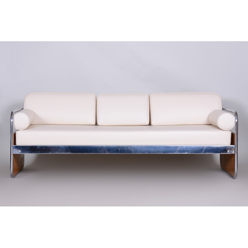 Vintage white Sofa by Gottwald, Czechia 1930s