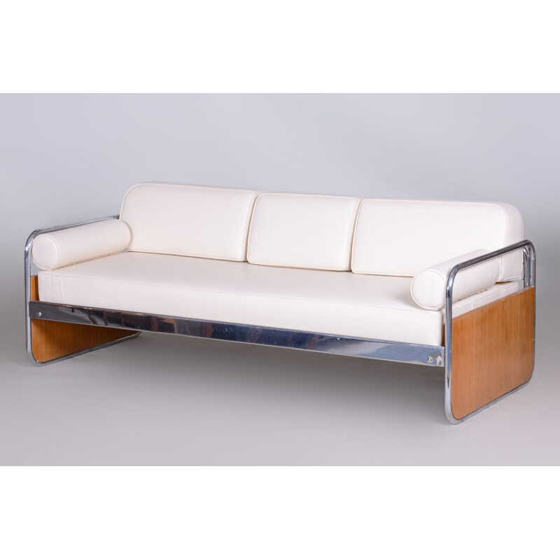 Vintage white Sofa by Gottwald, Czechia 1930s