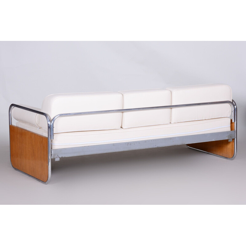 Vintage white Sofa by Gottwald, Czechia 1930s