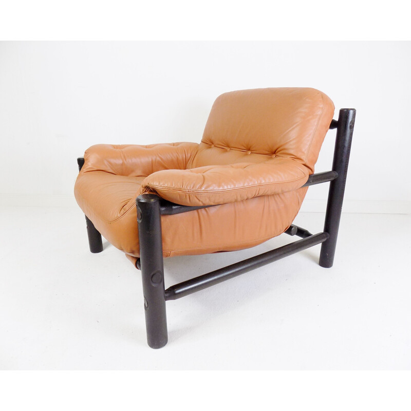 Vintage leather armchair by Arne Norell, Denmark 1960s