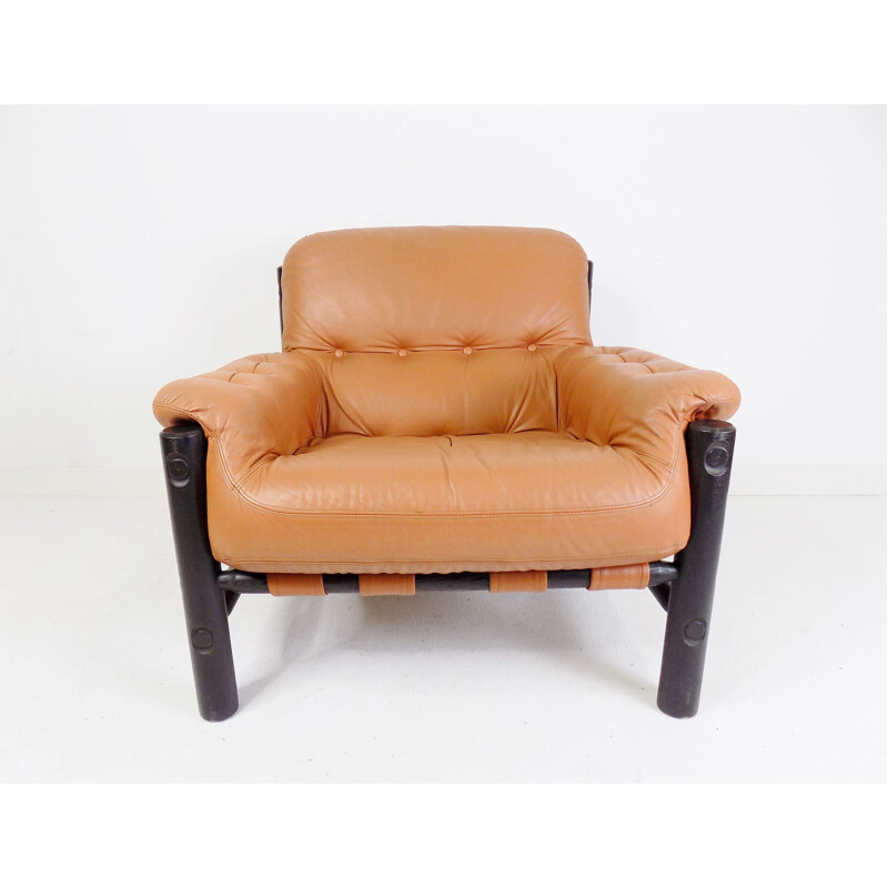 Fauteuil vintage en cuir d'Arne Norell, Danemark 1960