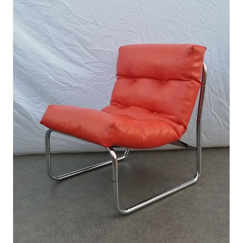 Vintage Pixi orange armchair by Gillis Lundgren for Ikea, 1970s