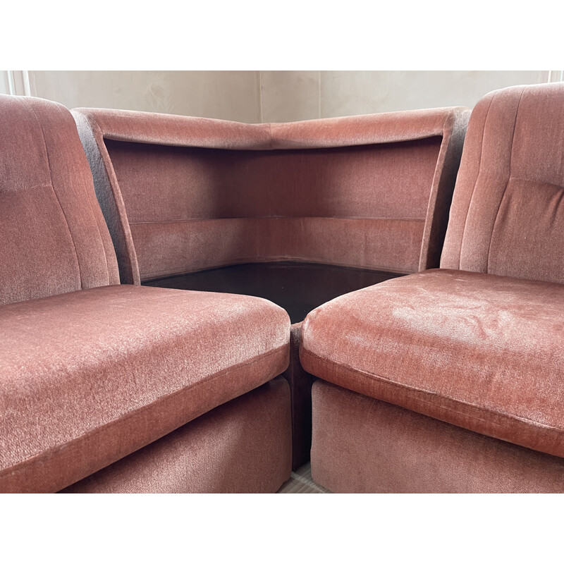 Vintage velvet corner sofa, 1970s