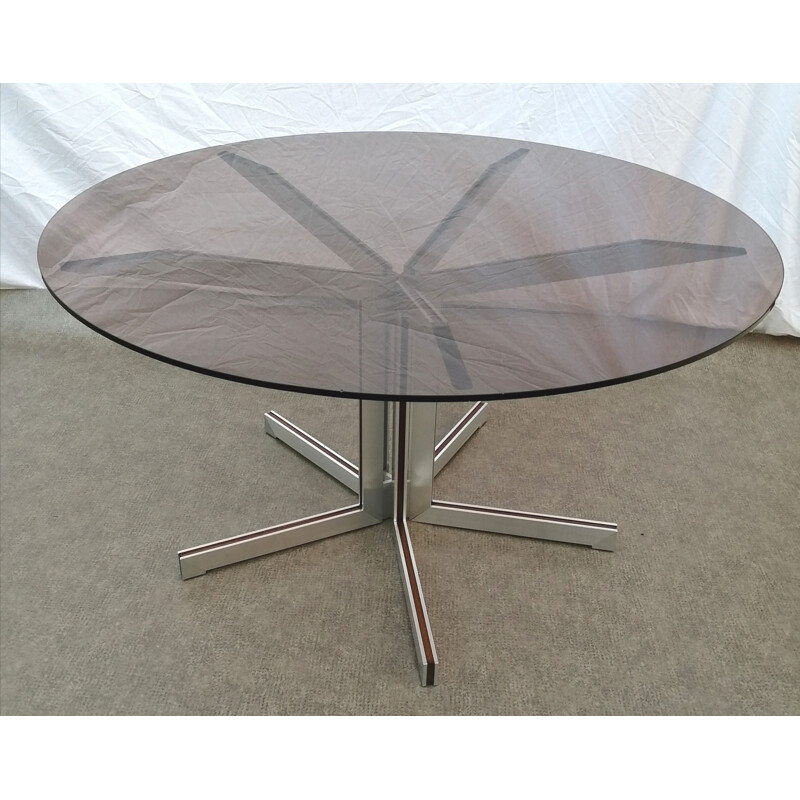 Vintage round table in rosewood by Claude Gaillard for Ligne Roset, 1970s