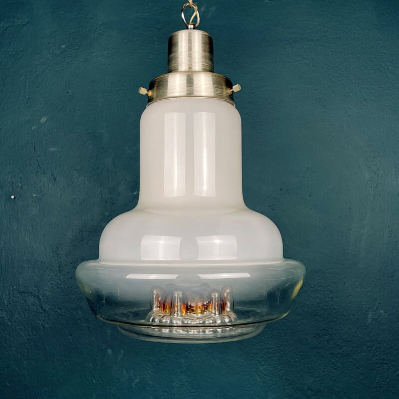 Vintage murano glass pendant lamp by Mazzega, Italy 1960s