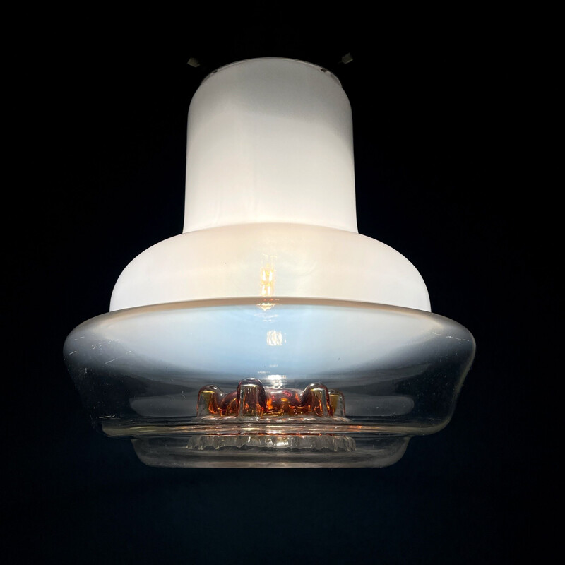 Vintage murano glass pendant lamp by Mazzega, Italy 1960s