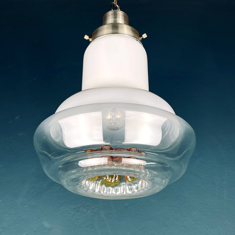 Vintage murano glass pendant lamp by Mazzega, Italy 1960s