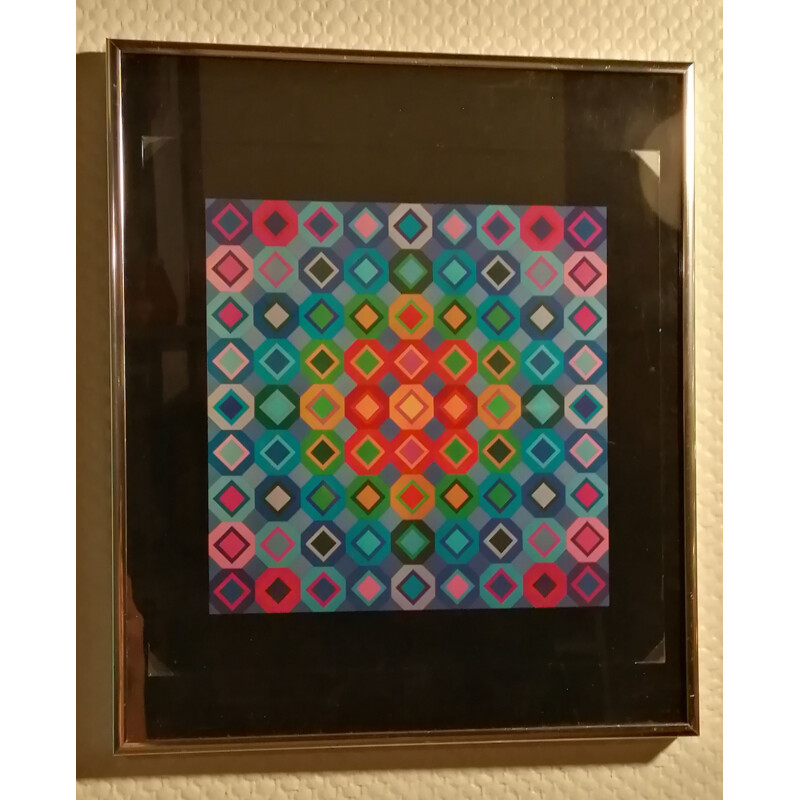 Vintage framed silkscreen by Victor Vasarely and printed by Editions Du Griffon Neuchâtel, 1973