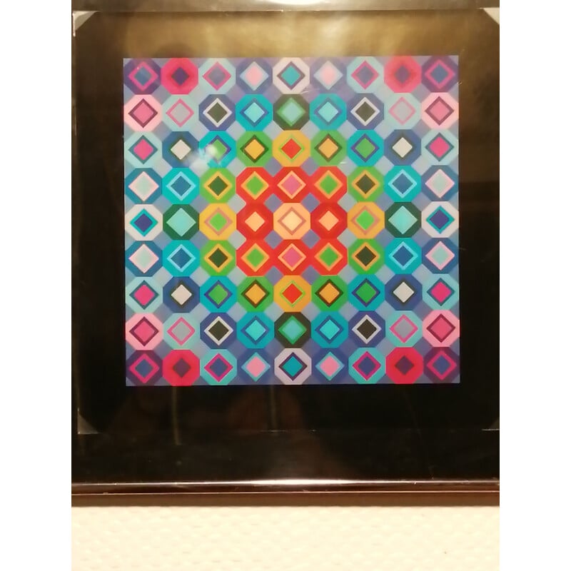 Vintage framed silkscreen by Victor Vasarely and printed by Editions Du Griffon Neuchâtel, 1973