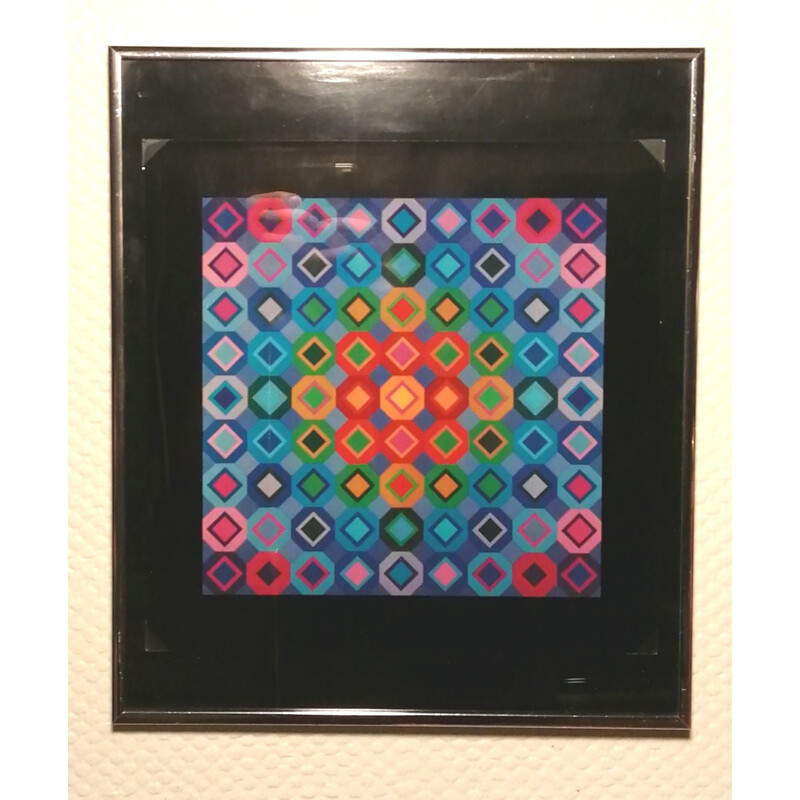 Vintage framed silkscreen by Victor Vasarely and printed by Editions Du Griffon Neuchâtel, 1973