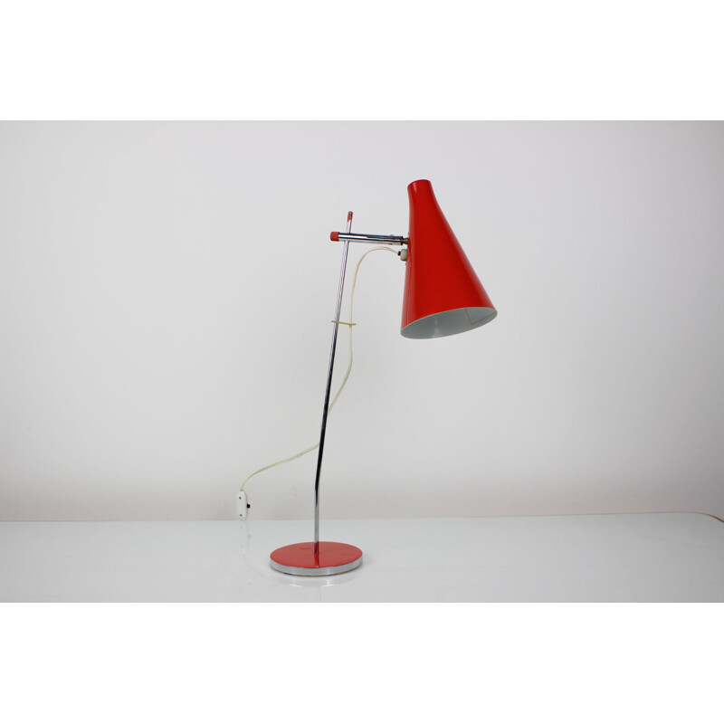 Vintage table lamp in lacquered and chromed metal by Josef Hurka, Czechoslovakia 1960