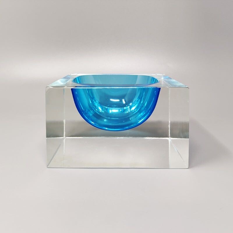 Mid-century blue ashtray or catch-all by Flavio Poli for Seguso, Italy 1960s