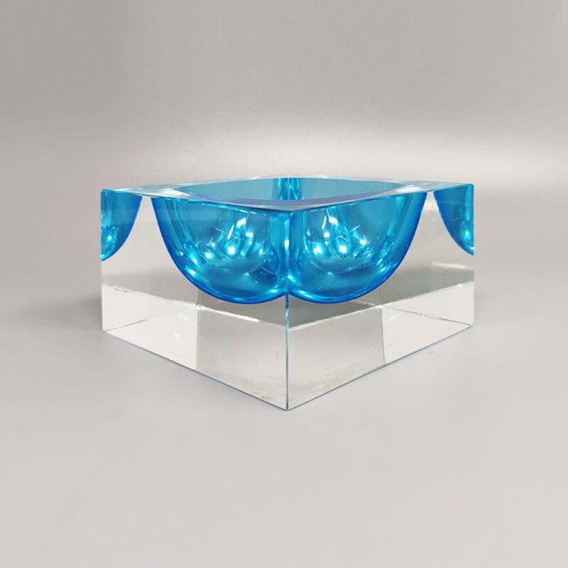 Mid-century blue ashtray or catch-all by Flavio Poli for Seguso, Italy 1960s